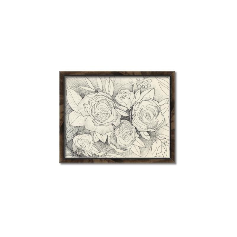 Picture of Flower Stencil In Sepia _GroupedProduct_Rectangle_Landscape_Canvas_Framed_