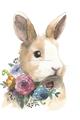 Picture of Sweet Floral Bunny I _GroupedProduct_Rectangle_Portrait_Unframed_Print_Only_