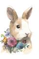 Picture of Sweet Floral Bunny I _GroupedProduct_Rectangle_Portrait_Unframed_Print_Only_