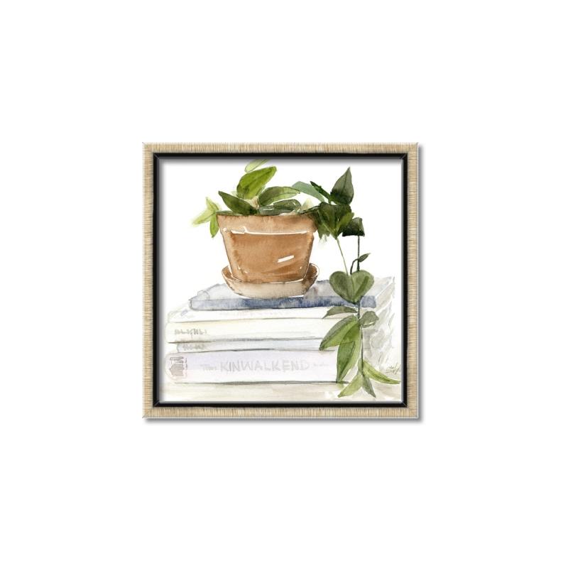Picture of Flower Pot On Books _GroupedProduct_Square_Canvas_Framed_