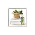 Picture of Flower Pot On Books _GroupedProduct_Square_Canvas_Framed_