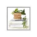 Picture of Flower Pot On Books _GroupedProduct_Square_Canvas_Framed_