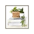 Picture of Flower Pot On Books _GroupedProduct_Square_Canvas_Framed_