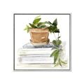 Picture of Flower Pot On Books _GroupedProduct_Square_Canvas_Framed_