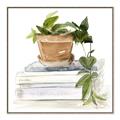 Picture of Flower Pot On Books _GroupedProduct_Square_Canvas_Framed_
