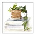 Picture of Flower Pot On Books _GroupedProduct_Square_Canvas_Framed_
