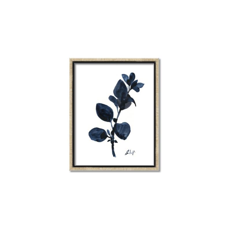 Picture of Blue Leaves V _GroupedProduct_Rectangle_Portrait_Canvas_Framed_