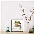 Picture of Flower Pot On Books _GroupedProduct_Square_Canvas_Framed_