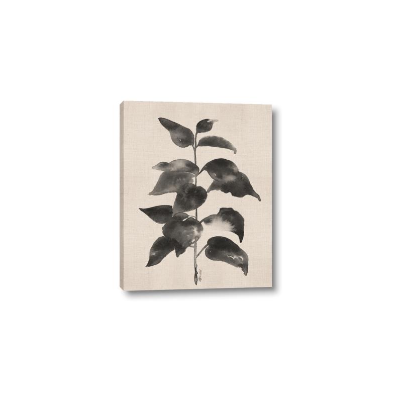 Picture of Black Linen Leaves II _GroupedProduct_Rectangle_Portrait_Canvas_
