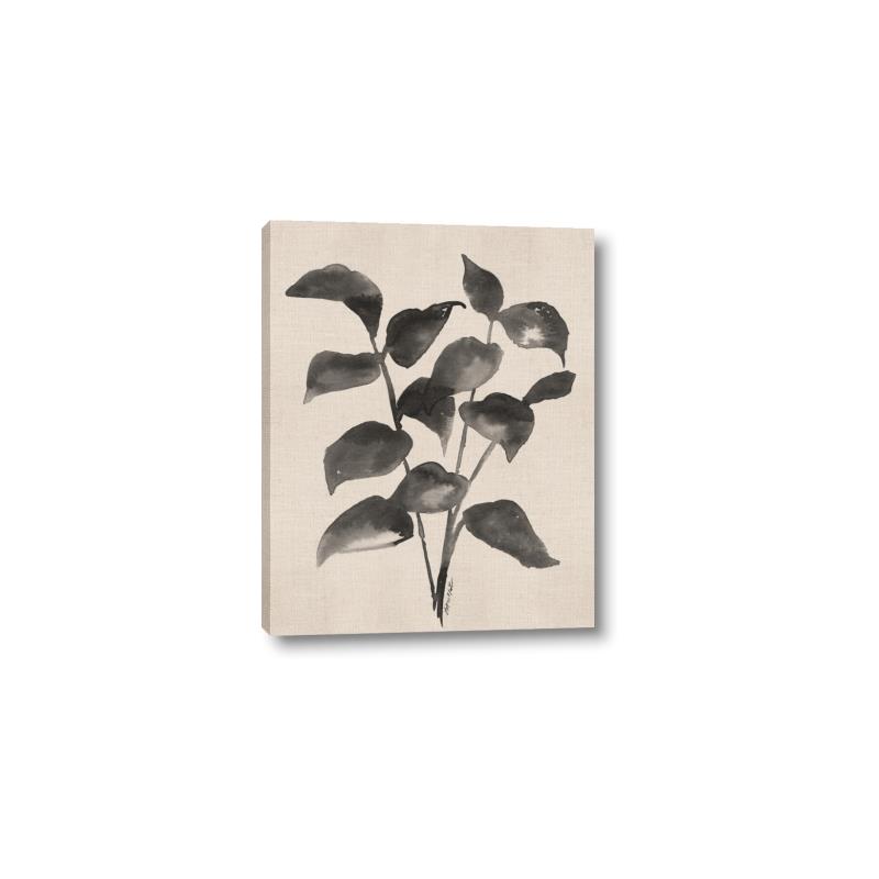 Picture of Black Linen Leaves IV _GroupedProduct_Rectangle_Portrait_Canvas_