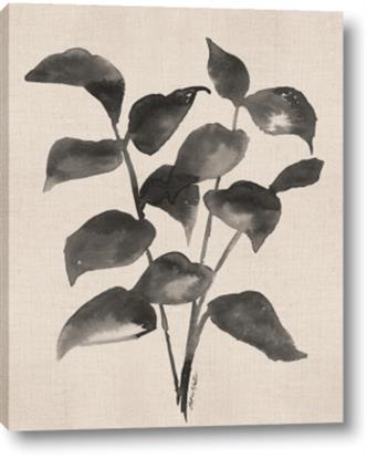 Picture of Black Linen Leaves IV