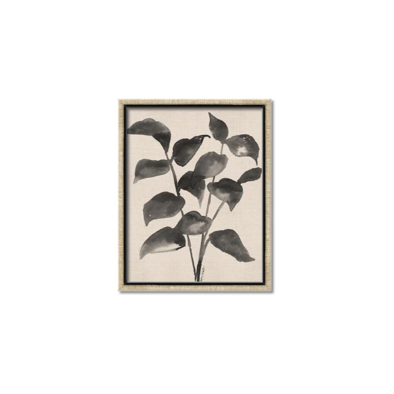 Picture of Black Linen Leaves IV _GroupedProduct_Rectangle_Portrait_Canvas_Framed_