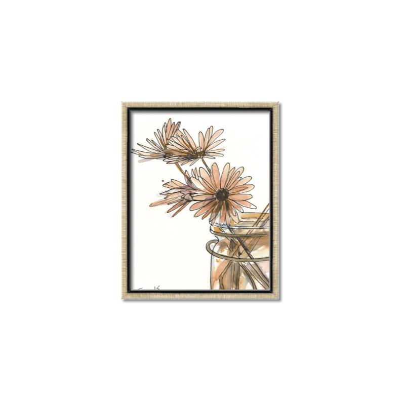 Picture of Linen Daisies _GroupedProduct_Rectangle_Portrait_Canvas_Framed_