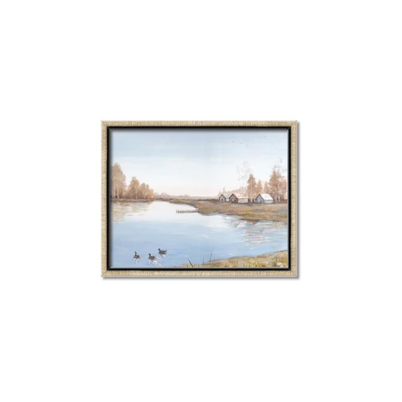 Picture of Three Cabin And Loons _GroupedProduct_Rectangle_Landscape_Canvas_Framed_