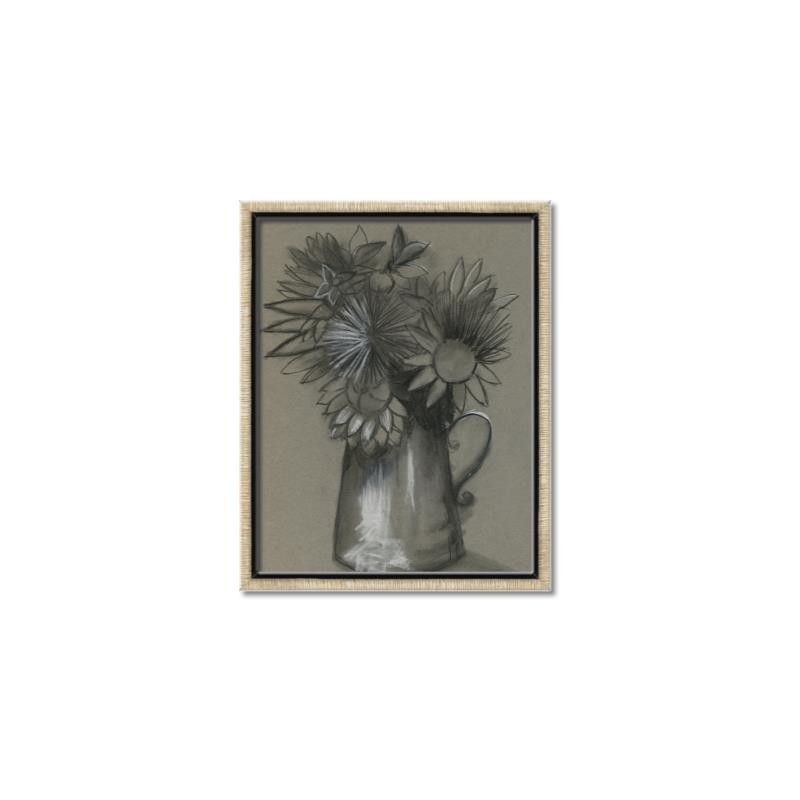 Picture of Charcoal Flower Drawing I _GroupedProduct_Rectangle_Portrait_Canvas_Framed_