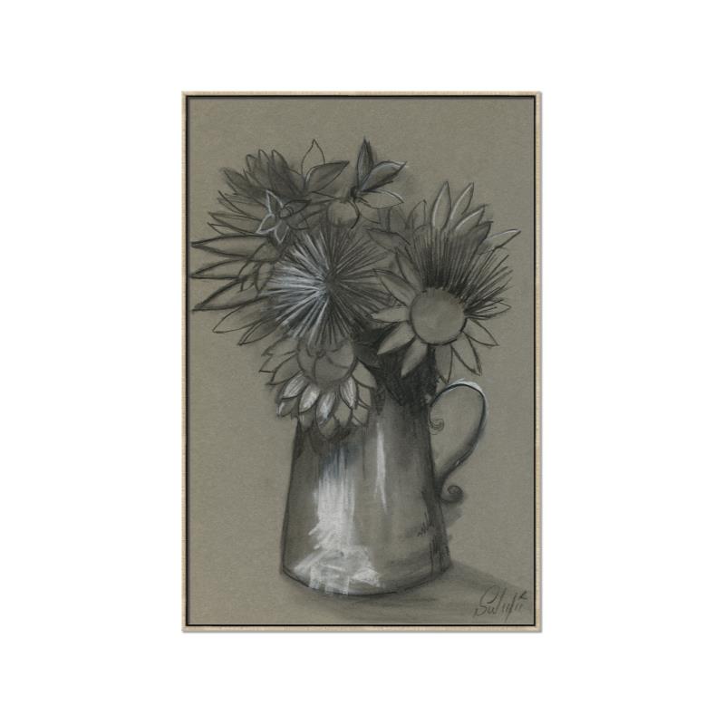 Picture of Charcoal Flower Drawing I _GroupedProduct_Rectangle_Portrait_Canvas_Framed_