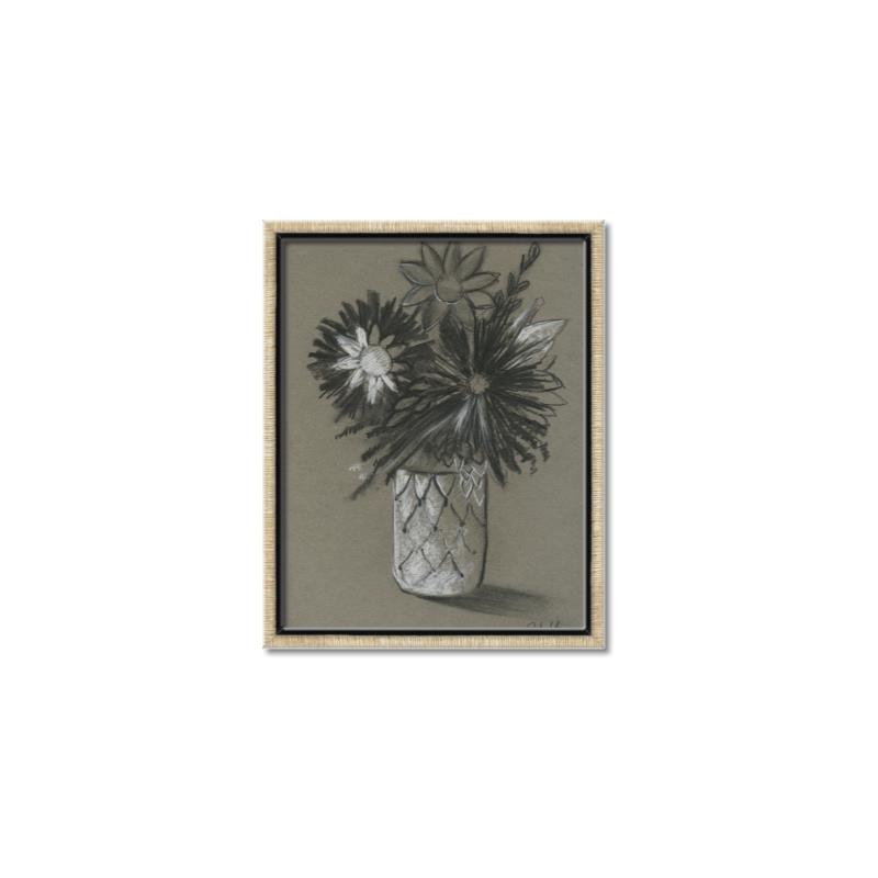 Picture of Charcoal Flower Drawing II _GroupedProduct_Rectangle_Portrait_Canvas_Framed_