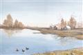 Picture of Three Cabin And Loons _GroupedProduct_Rectangle_Landscape_Unframed_Print_Only_