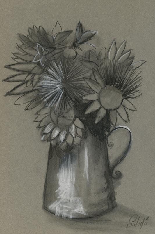 Picture of Charcoal Flower Drawing I _GroupedProduct_Rectangle_Portrait_Unframed_Print_Only_