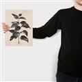Picture of Black Linen Leaves II _GroupedProduct_Rectangle_Portrait_Canvas_