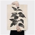 Picture of Black Linen Leaves II _GroupedProduct_Rectangle_Portrait_Canvas_