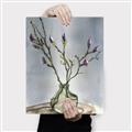 Picture of Cotton Flower In Vase II _GroupedProduct_Rectangle_Portrait_Canvas_