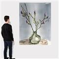 Picture of Cotton Flower In Vase II _GroupedProduct_Rectangle_Portrait_Canvas_