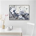 Picture of Modern Blue Floral _GroupedProduct_Rectangle_Landscape_Canvas_Framed_