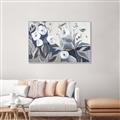 Picture of Modern Blue Floral _GroupedProduct_Rectangle_Landscape_Canvas_Framed_