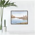 Picture of Three Cabin And Loons _GroupedProduct_Rectangle_Landscape_Canvas_Framed_