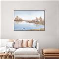 Picture of Three Cabin And Loons _GroupedProduct_Rectangle_Landscape_Canvas_Framed_