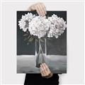 Picture of White Hydrangea jar _GroupedProduct_Rectangle_Portrait_Canvas_