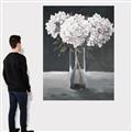 Picture of White Hydrangea jar _GroupedProduct_Rectangle_Portrait_Canvas_
