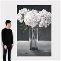 Picture of White Hydrangea jar _GroupedProduct_Rectangle_Portrait_Canvas_