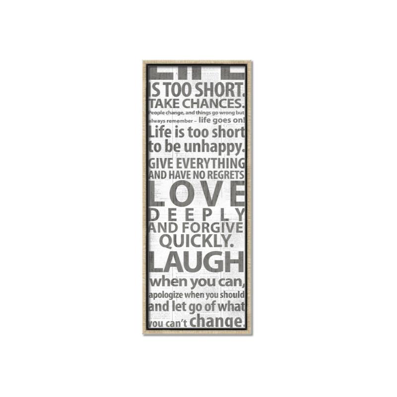Picture of Life Is Too Short I _GroupedProduct_Panel_Portrait_Canvas_Framed_