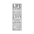Picture of Life Is Too Short I _GroupedProduct_Panel_Portrait_Canvas_Framed_