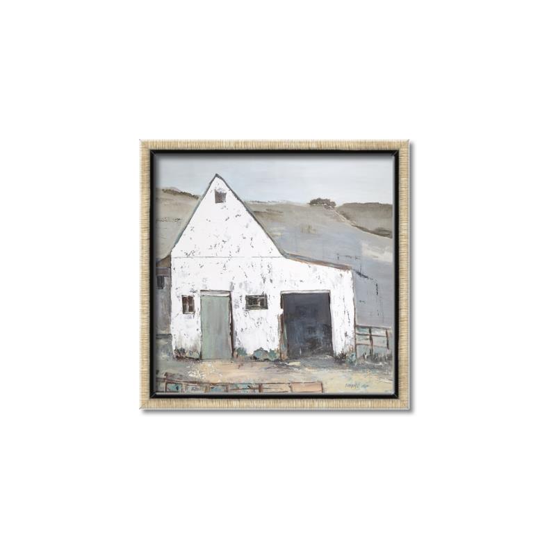 Picture of Barn with fence _GroupedProduct_Square_Canvas_Framed_