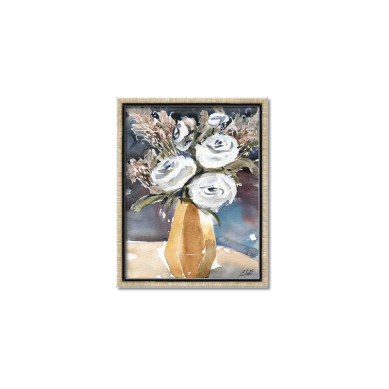 Picture of White Flower In Vase I _GroupedProduct_Rectangle_Portrait_Canvas_Framed_
