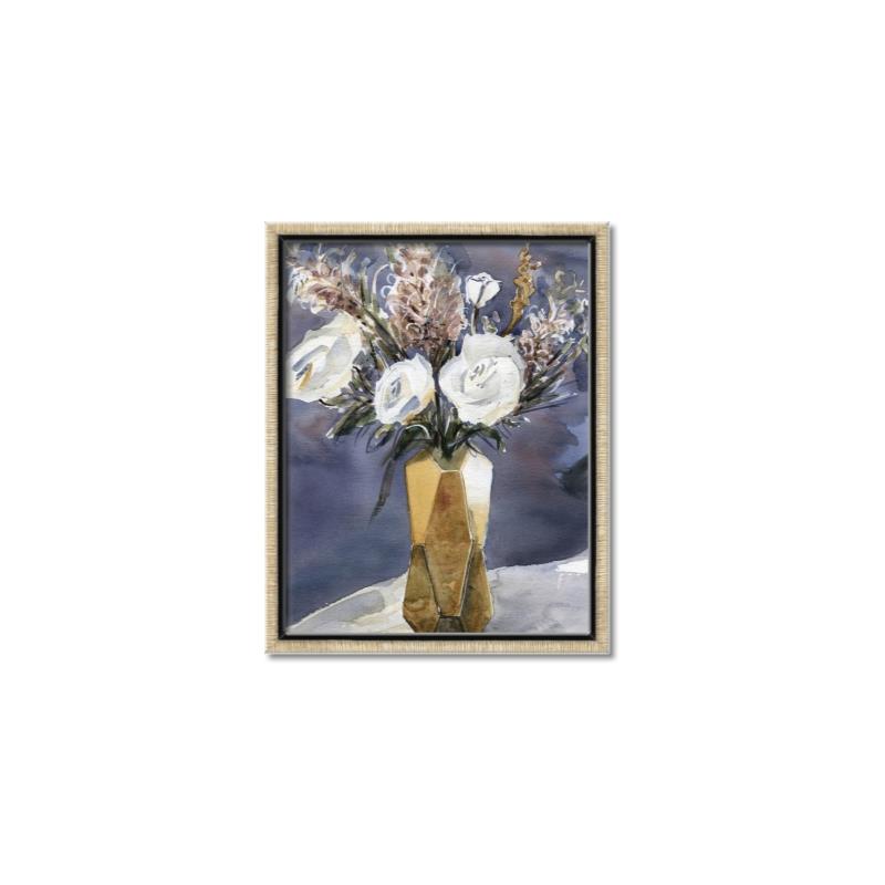 Picture of White Flower In Vase II _GroupedProduct_Rectangle_Portrait_Canvas_Framed_