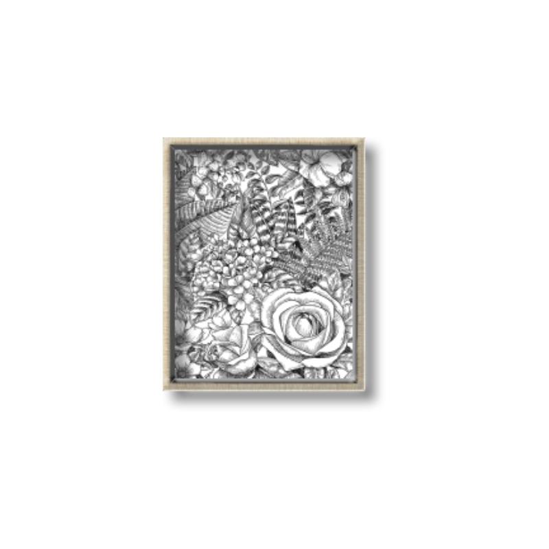 Picture of Detailed Floral Sketch _GroupedProduct_Rectangle_Portrait_Canvas_Framed_