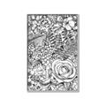 Picture of Detailed Floral Sketch _GroupedProduct_Rectangle_Portrait_Canvas_Framed_