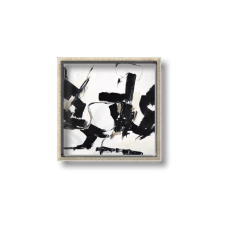 Picture of Black Abstract with Fine Line _GroupedProduct_Square_Canvas_Framed_