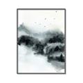 Picture of Misty Forest with Birds _GroupedProduct_Rectangle_Portrait_Canvas_Framed_