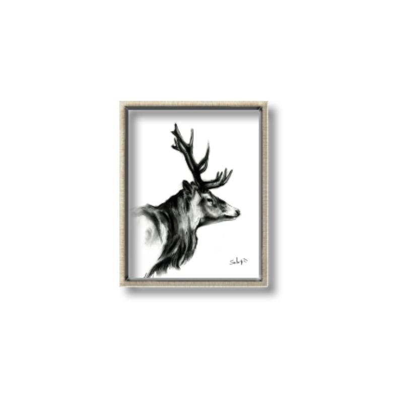 Picture of Sketched Deer side  _GroupedProduct_Rectangle_Portrait_Canvas_Framed_