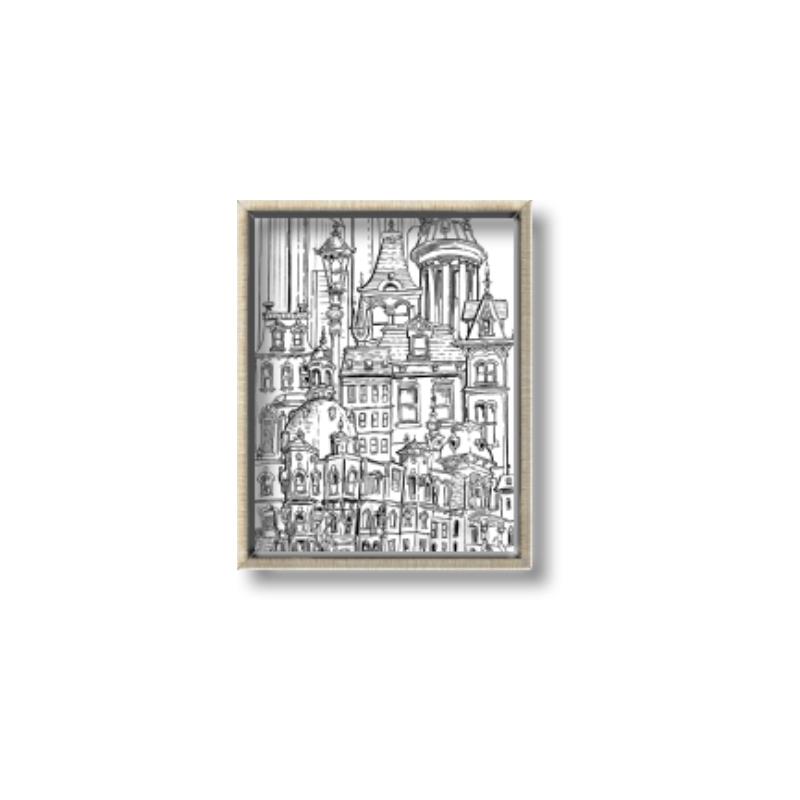 Picture of City Sketch I _GroupedProduct_Rectangle_Portrait_Canvas_Framed_