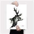 Picture of Sketched Deer side  _GroupedProduct_Rectangle_Portrait_Canvas_