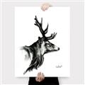 Picture of Sketched Deer side  _GroupedProduct_Rectangle_Portrait_Canvas_