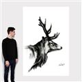 Picture of Sketched Deer side  _GroupedProduct_Rectangle_Portrait_Canvas_