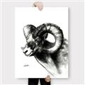 Picture of Sketched Ram _GroupedProduct_Rectangle_Portrait_Canvas_