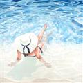Picture of Wading at the Beach _GroupedProduct_Square_Unframed_Print_Only_